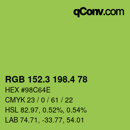 カラーコード: RGB 152.3 198.4 78 | qconv.com