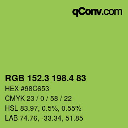 カラーコード: RGB 152.3 198.4 83 | qconv.com
