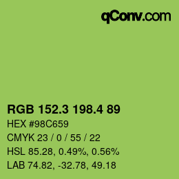 カラーコード: RGB 152.3 198.4 89 | qconv.com