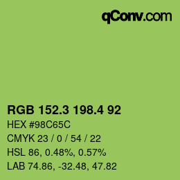カラーコード: RGB 152.3 198.4 92 | qconv.com
