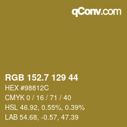 カラーコード: RGB 152.7 129 44 | qconv.com