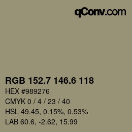 カラーコード: RGB 152.7 146.6 118 | qconv.com