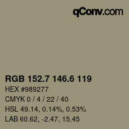 カラーコード: RGB 152.7 146.6 119 | qconv.com