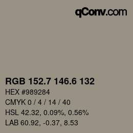 カラーコード: RGB 152.7 146.6 132 | qconv.com