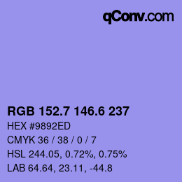 カラーコード: RGB 152.7 146.6 237 | qconv.com