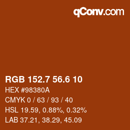 カラーコード: RGB 152.7 56.6 10 | qconv.com