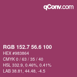 カラーコード: RGB 152.7 56.6 100 | qconv.com