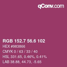 カラーコード: RGB 152.7 56.6 102 | qconv.com