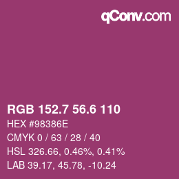 カラーコード: RGB 152.7 56.6 110 | qconv.com