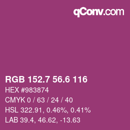 カラーコード: RGB 152.7 56.6 116 | qconv.com