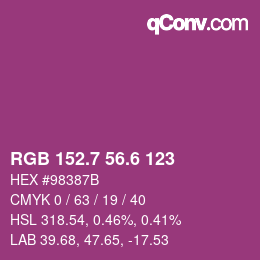 カラーコード: RGB 152.7 56.6 123 | qconv.com