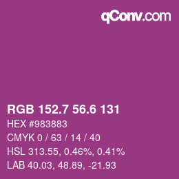 カラーコード: RGB 152.7 56.6 131 | qconv.com