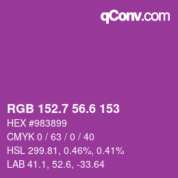 カラーコード: RGB 152.7 56.6 153 | qconv.com