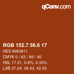 カラーコード: RGB 152.7 56.6 17 | qconv.com