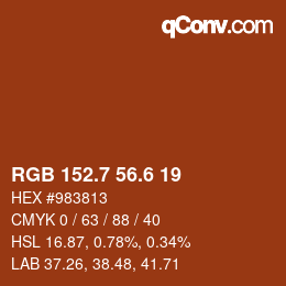 カラーコード: RGB 152.7 56.6 19 | qconv.com
