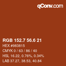 カラーコード: RGB 152.7 56.6 21 | qconv.com