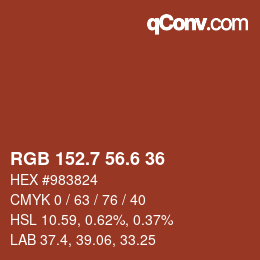 カラーコード: RGB 152.7 56.6 36 | qconv.com