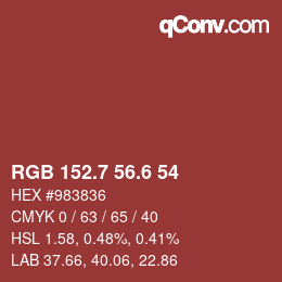 カラーコード: RGB 152.7 56.6 54 | qconv.com