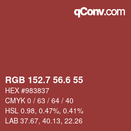 カラーコード: RGB 152.7 56.6 55 | qconv.com
