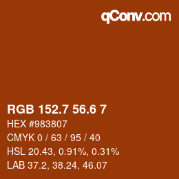 カラーコード: RGB 152.7 56.6 7 | qconv.com