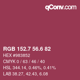 カラーコード: RGB 152.7 56.6 82 | qconv.com