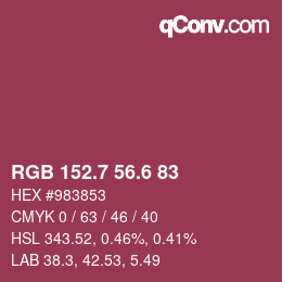 カラーコード: RGB 152.7 56.6 83 | qconv.com