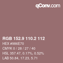 Color code: RGB 152.9 110.2 112 | qconv.com