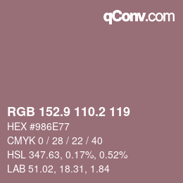 Color code: RGB 152.9 110.2 119 | qconv.com