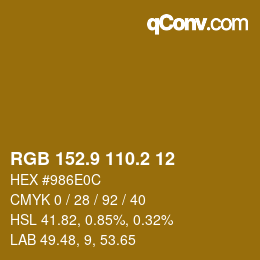 Color code: RGB 152.9 110.2 12 | qconv.com