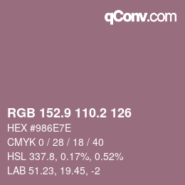 Color code: RGB 152.9 110.2 126 | qconv.com