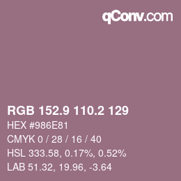 Color code: RGB 152.9 110.2 129 | qconv.com
