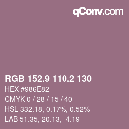 Color code: RGB 152.9 110.2 130 | qconv.com