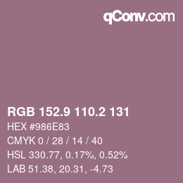 Farbcode: RGB 152.9 110.2 131 | qconv.com