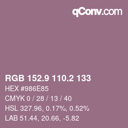 カラーコード: RGB 152.9 110.2 133 | qconv.com