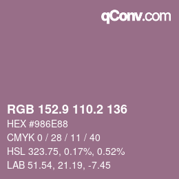 Color code: RGB 152.9 110.2 136 | qconv.com