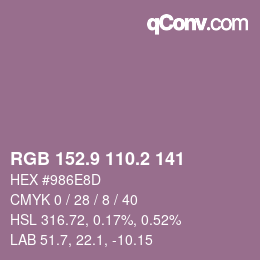 Color code: RGB 152.9 110.2 141 | qconv.com