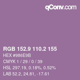 Farbcode: RGB 152.9 110.2 155 | qconv.com