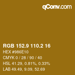 Color code: RGB 152.9 110.2 16 | qconv.com
