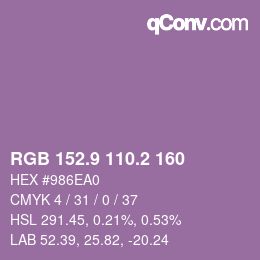 Color code: RGB 152.9 110.2 160 | qconv.com