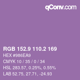 Color code: RGB 152.9 110.2 169 | qconv.com