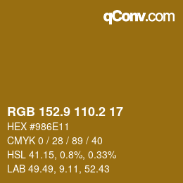 Color code: RGB 152.9 110.2 17 | qconv.com