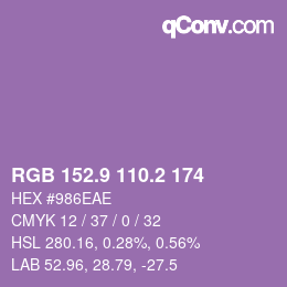 Color code: RGB 152.9 110.2 174 | qconv.com