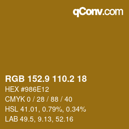 カラーコード: RGB 152.9 110.2 18 | qconv.com