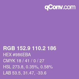 カラーコード: RGB 152.9 110.2 186 | qconv.com