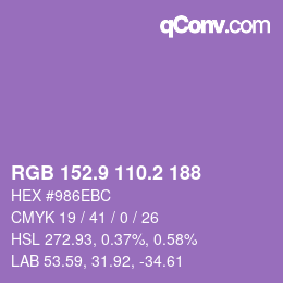 カラーコード: RGB 152.9 110.2 188 | qconv.com