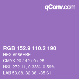 カラーコード: RGB 152.9 110.2 190 | qconv.com