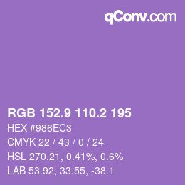 カラーコード: RGB 152.9 110.2 195 | qconv.com