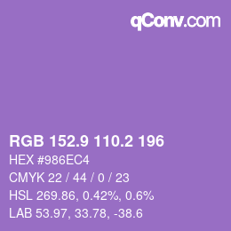 カラーコード: RGB 152.9 110.2 196 | qconv.com