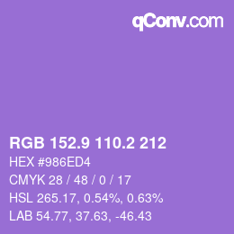 カラーコード: RGB 152.9 110.2 212 | qconv.com