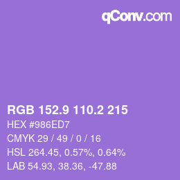 カラーコード: RGB 152.9 110.2 215 | qconv.com